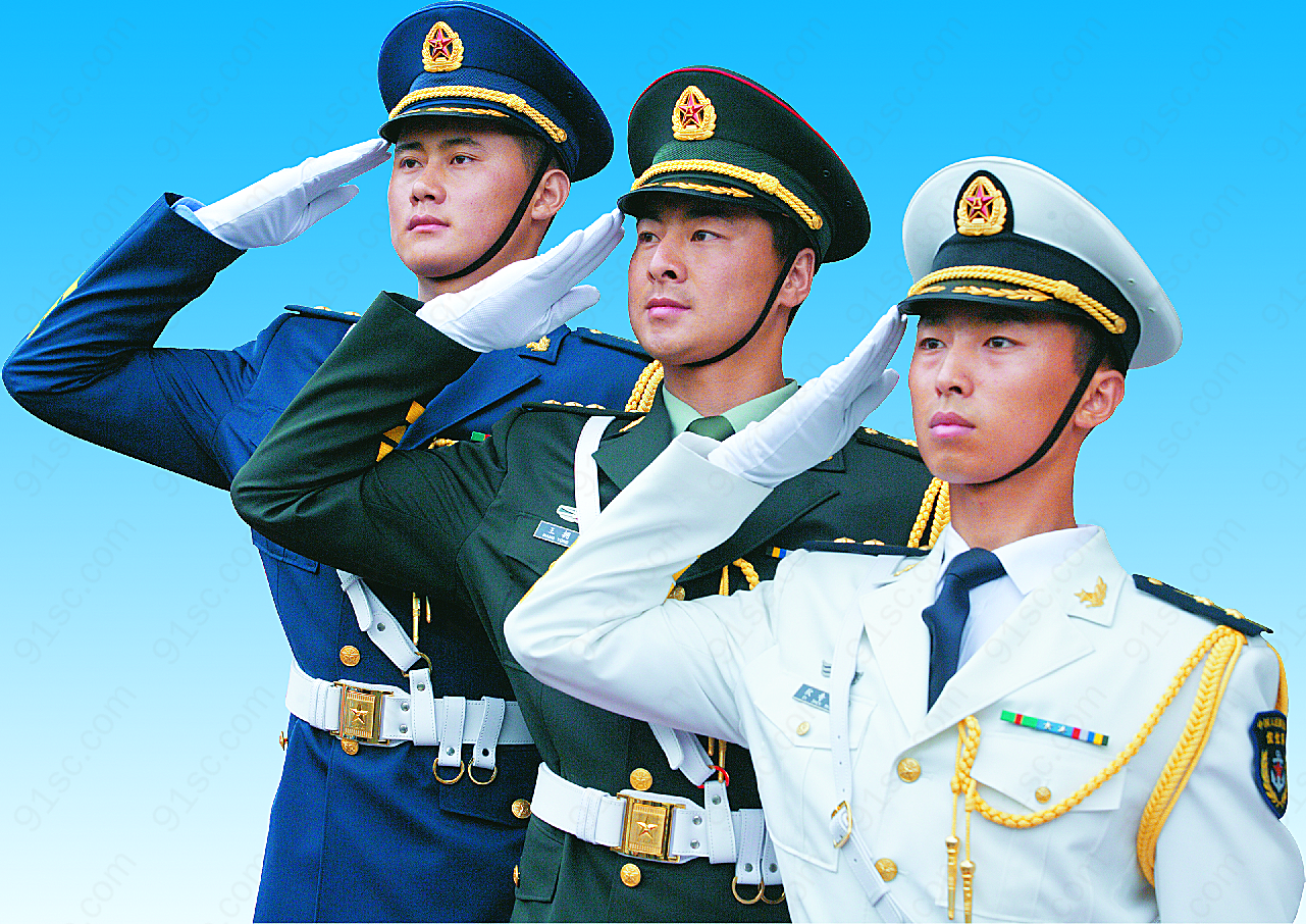 中国三军形象psd素材人物生活