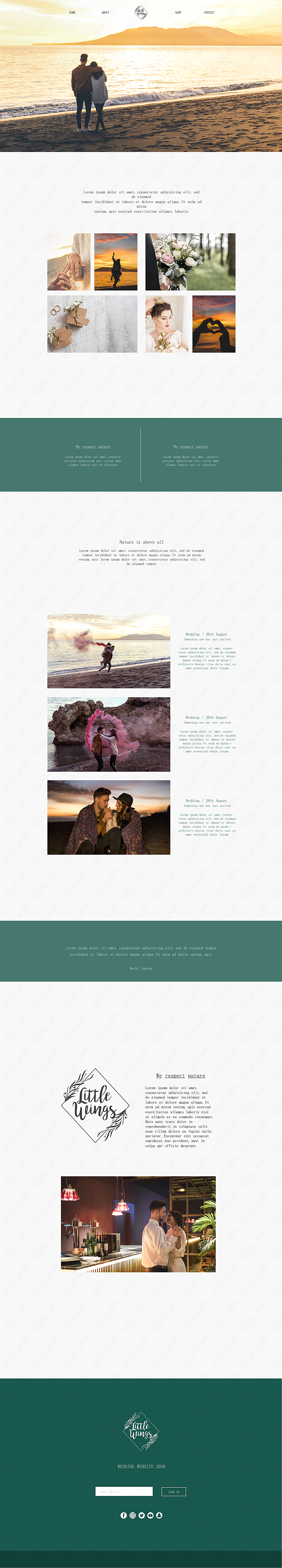 婚礼网页设计模板psd素材网页元素