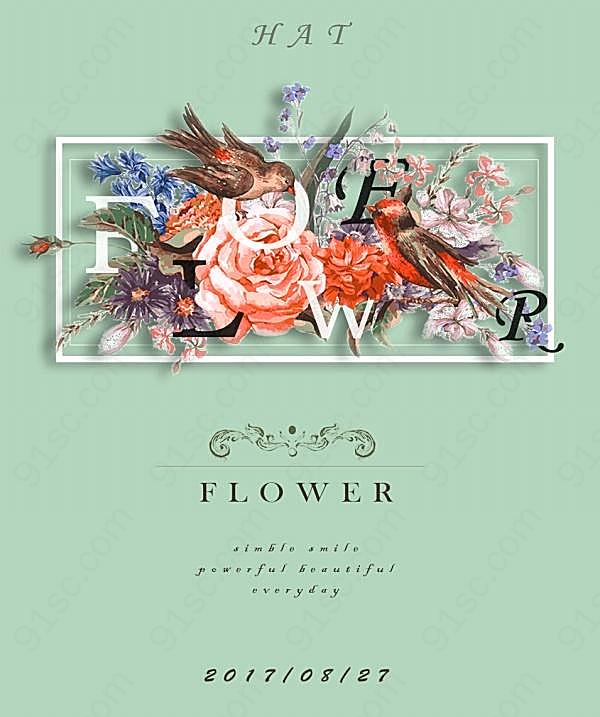 flower小清新海报模板广告海报