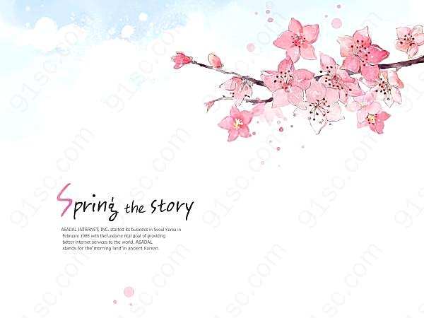 桃花psd花卉背景花纹边框