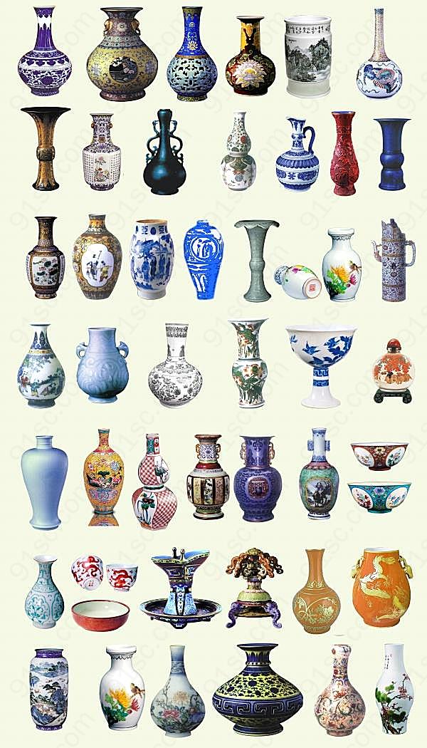 古典陶瓷花瓶psd素材创意概念
