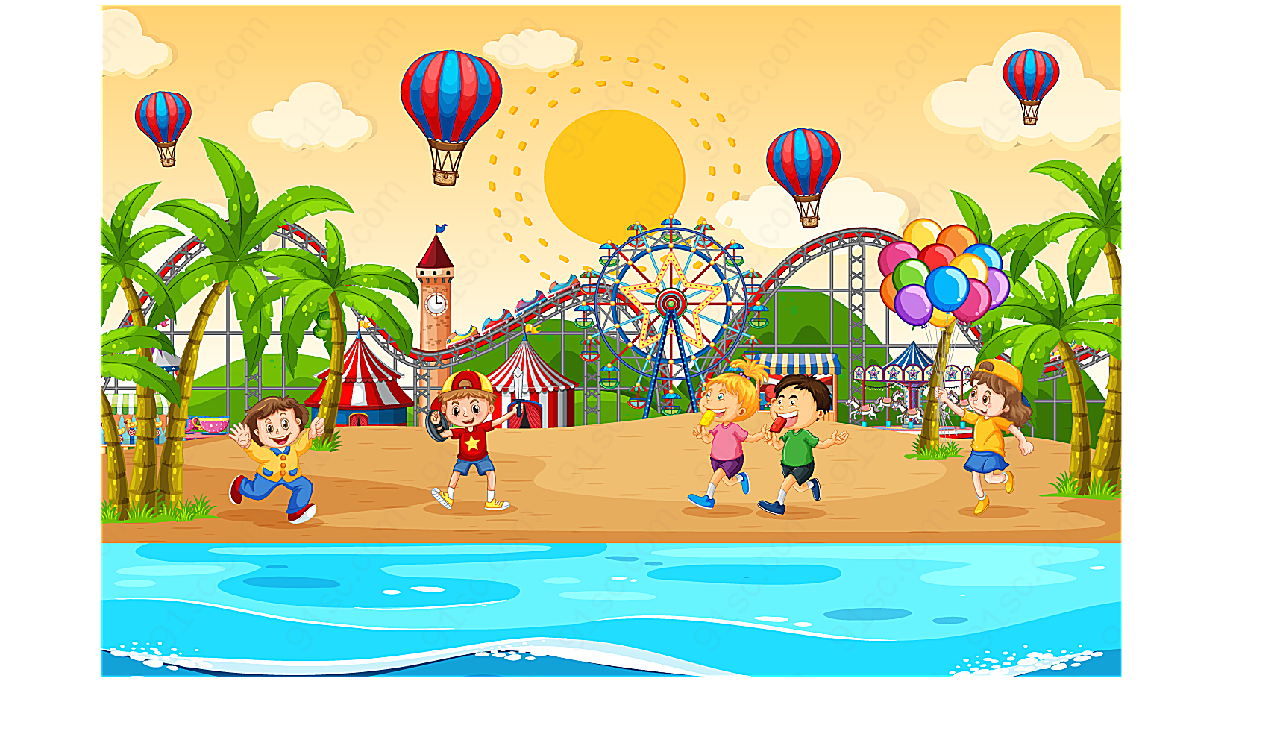 儿童海滩乐园图案设计