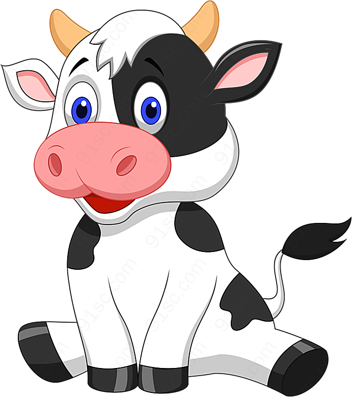 牛年可爱卡通黑白花牛动物