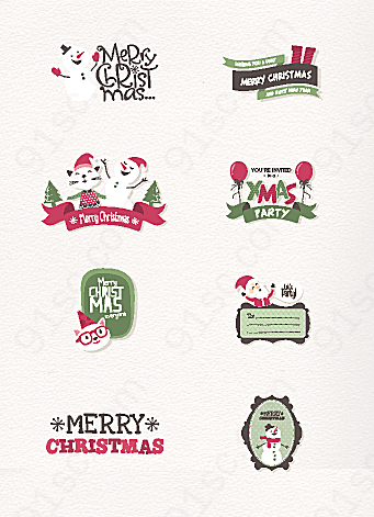 卡通圣诞节标签素材设计图片年度促销