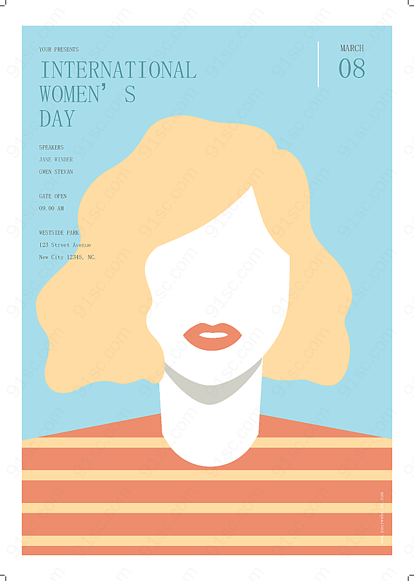 国际妇女节海报招聘设计元素
