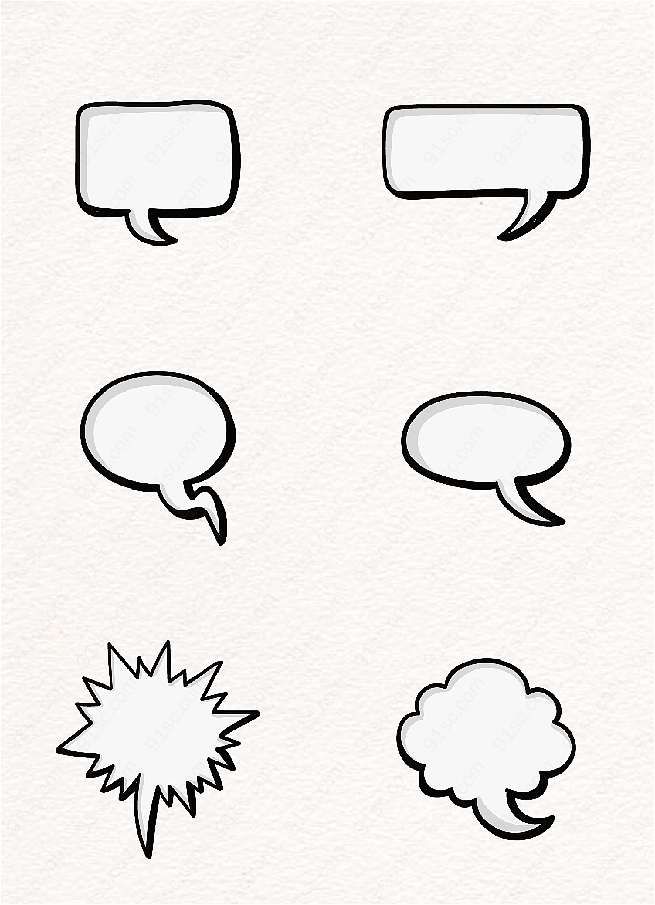 黑白卡通简约空白对话框矢量设计