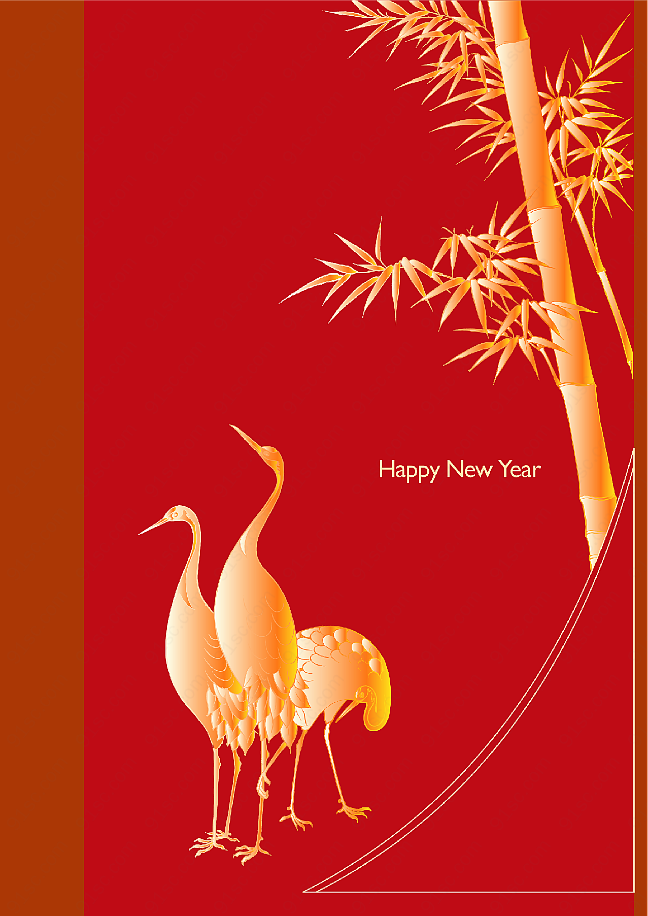 新年封面竹子鹤设计元素
