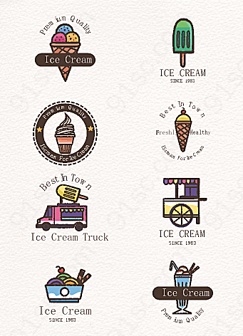 灰色精致冰淇淋标志矢量素材促销标签