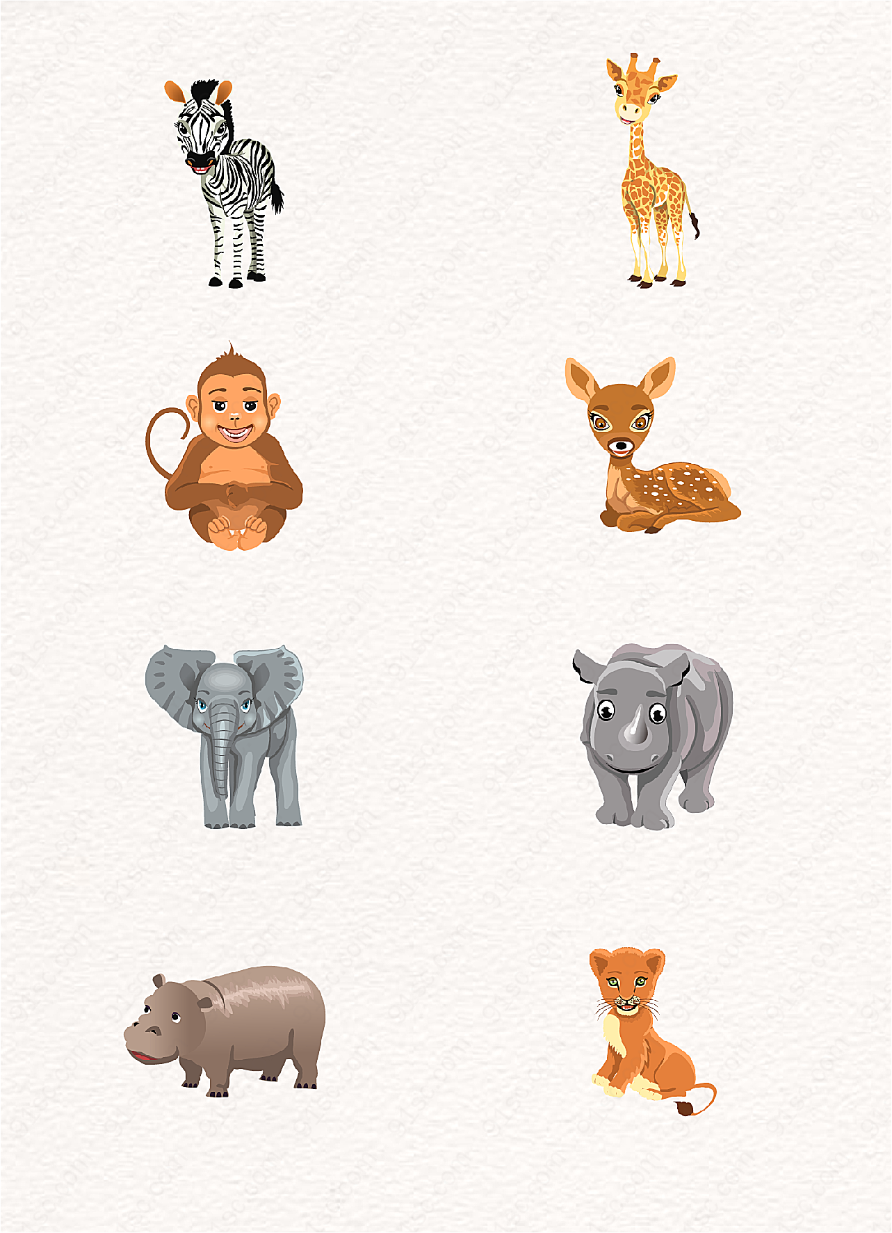 8款小动物卡通设计图案装饰