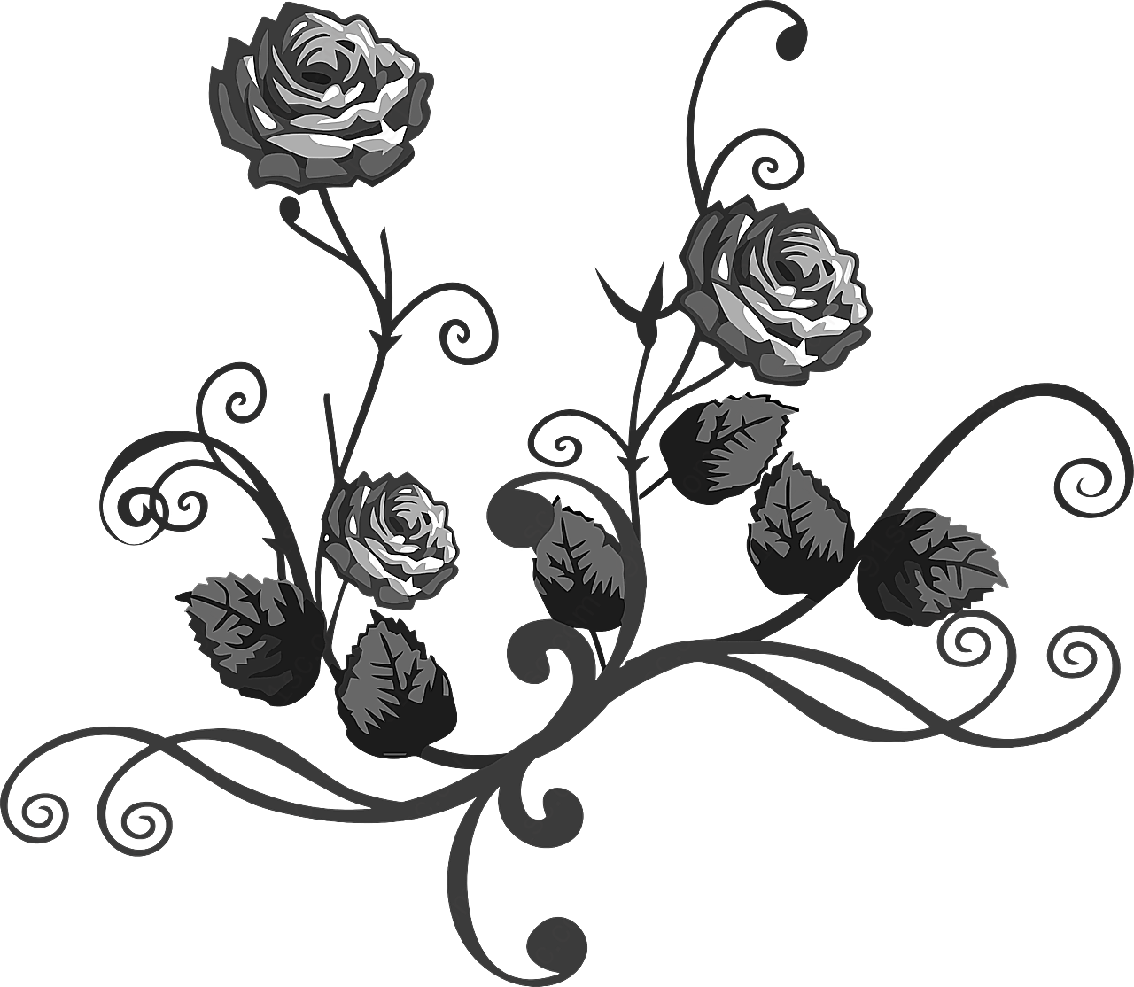 抽象艺术装饰花玫瑰侧影装饰图案