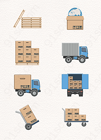 橘色矢量货物运输卡通图标元素装饰图案