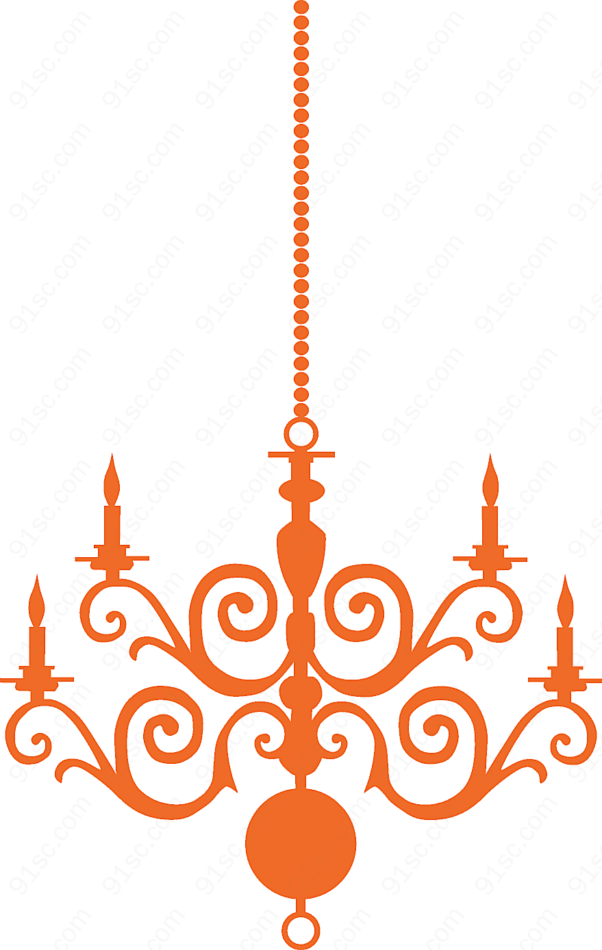 橘色吊灯矢量素材元素设计