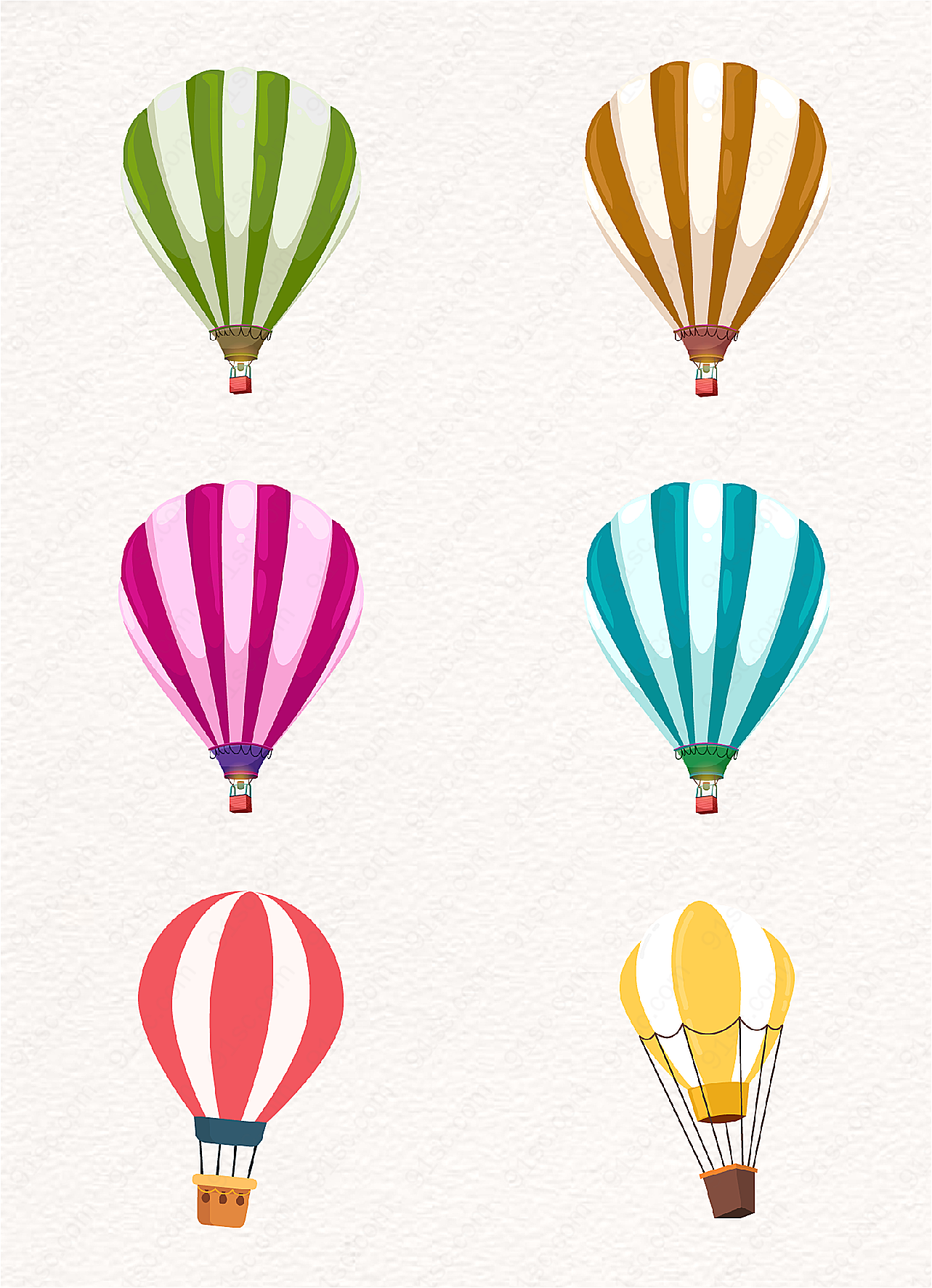 简约相间色手绘热气球图片素材设计元素