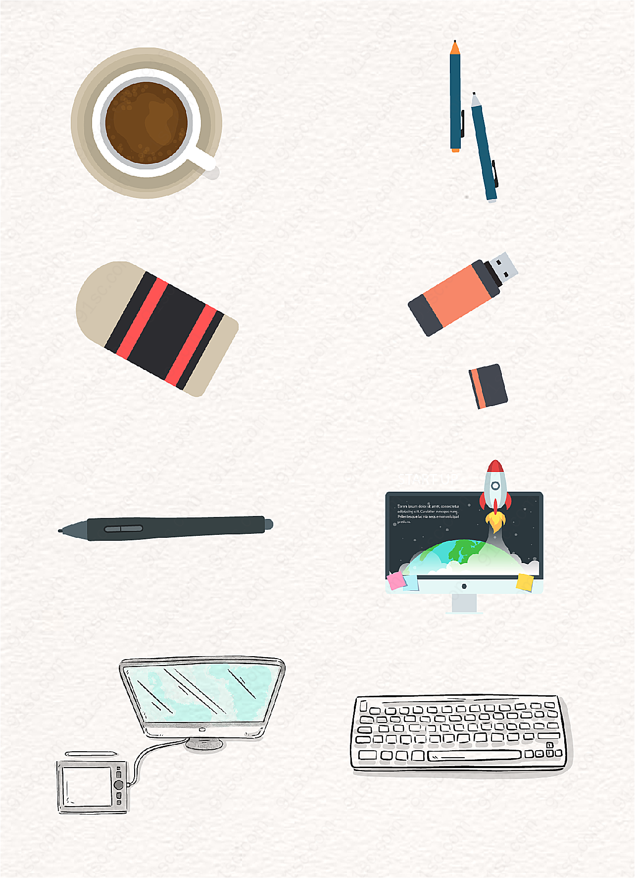 咖啡商务键盘设计设计图案