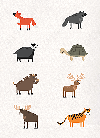 创意几何动物卡通设计图案装饰