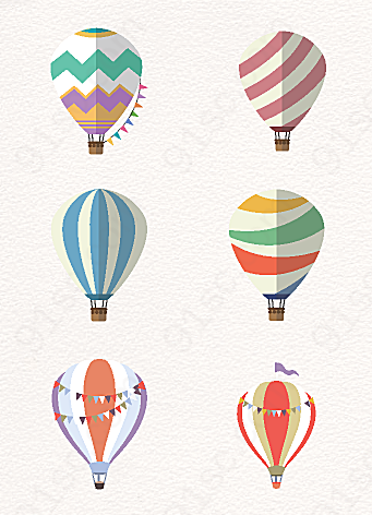 扁平彩色热气球设计矢量图元素漂浮
