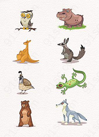 小清新动物卡通形象设计图案元素
