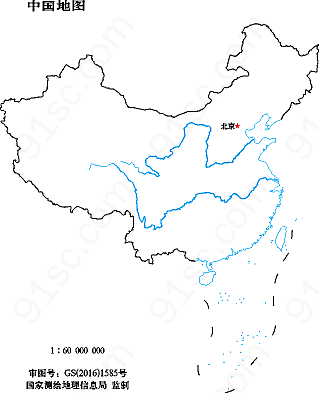 中国地图1:6000万64开线划一装饰图案