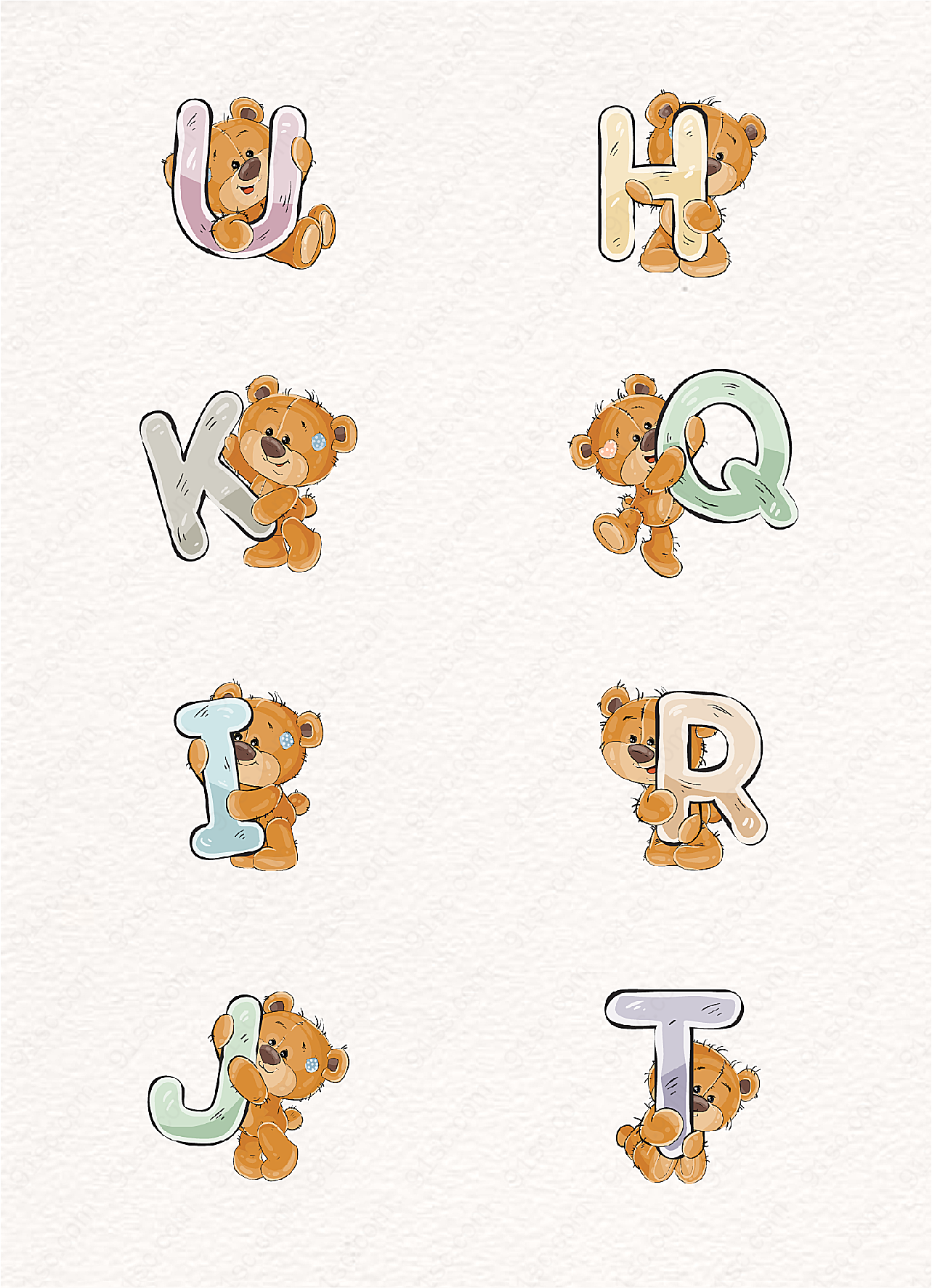 小清新字母和小熊矢量素材合集艺术字