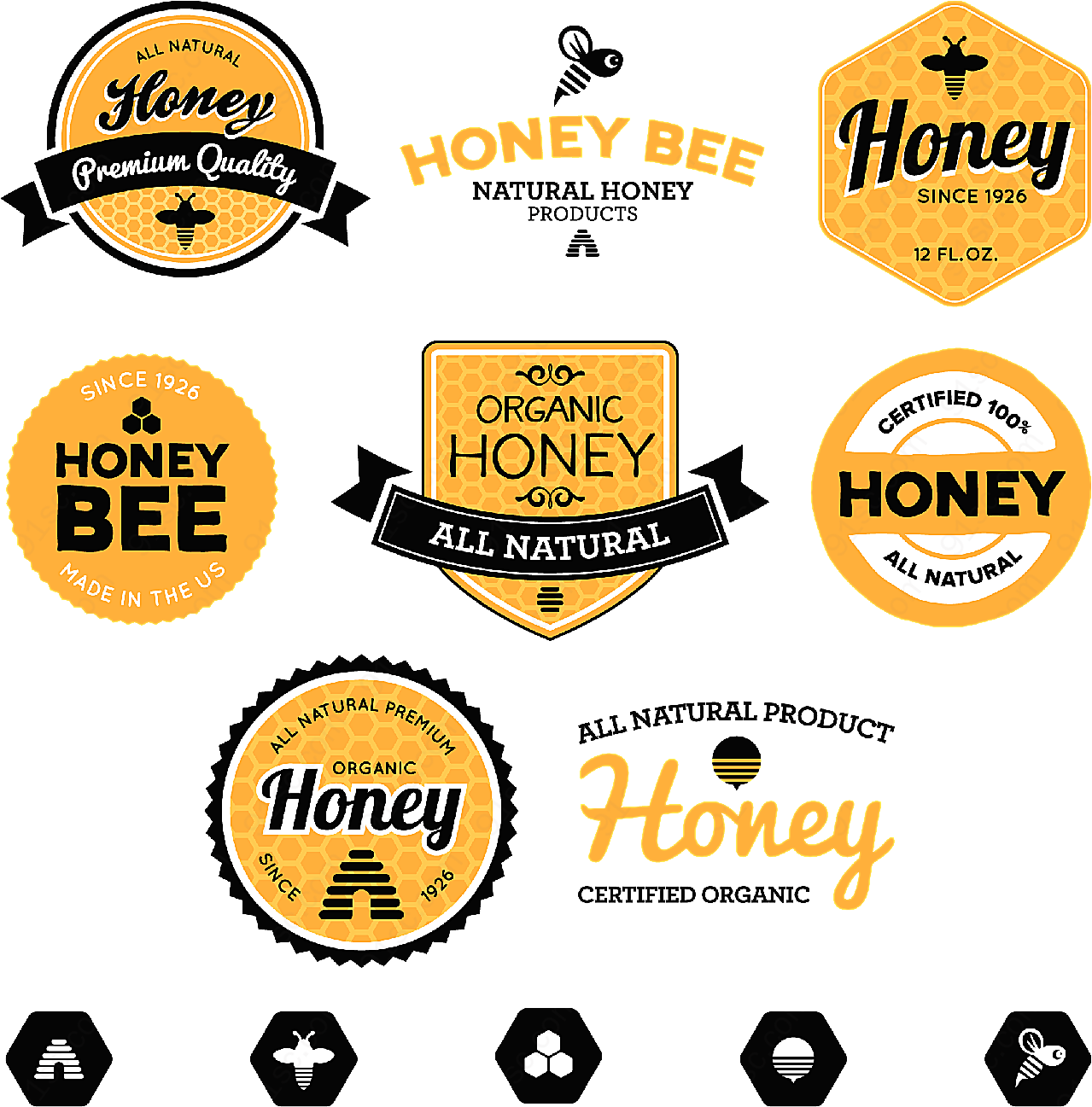 蜂蜜logo设计矢量图标元素