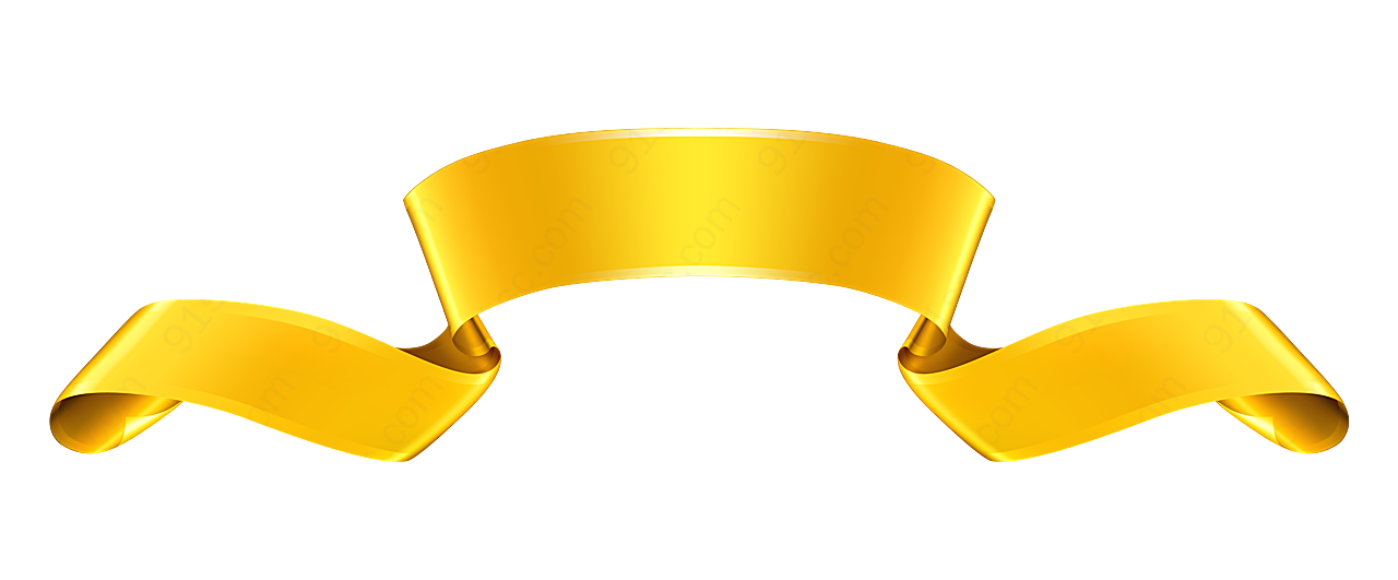 金色飘带弯曲png元素形状设计