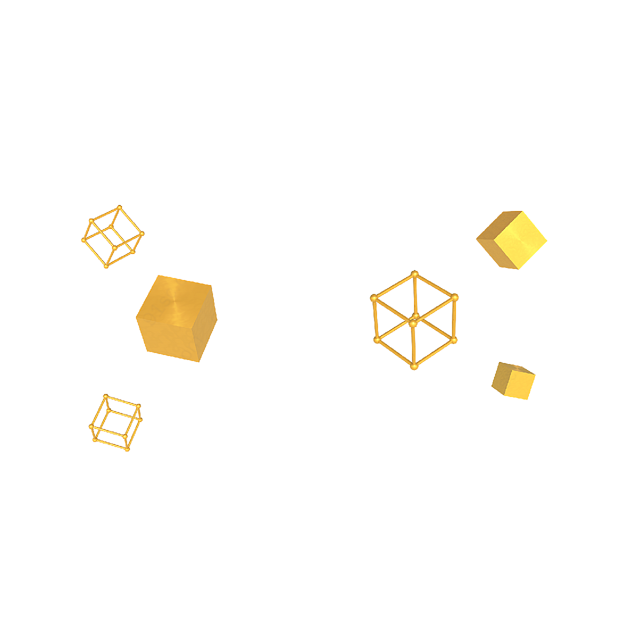 c4d立体金色几何立方体漂浮装饰元素