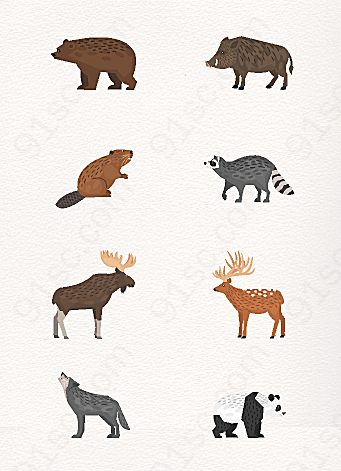 8款矢量动物卡通形象元素图案设计