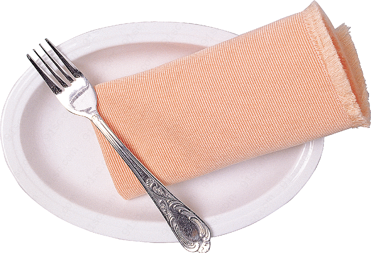 西餐餐具叉子盘子餐巾布png元素实物