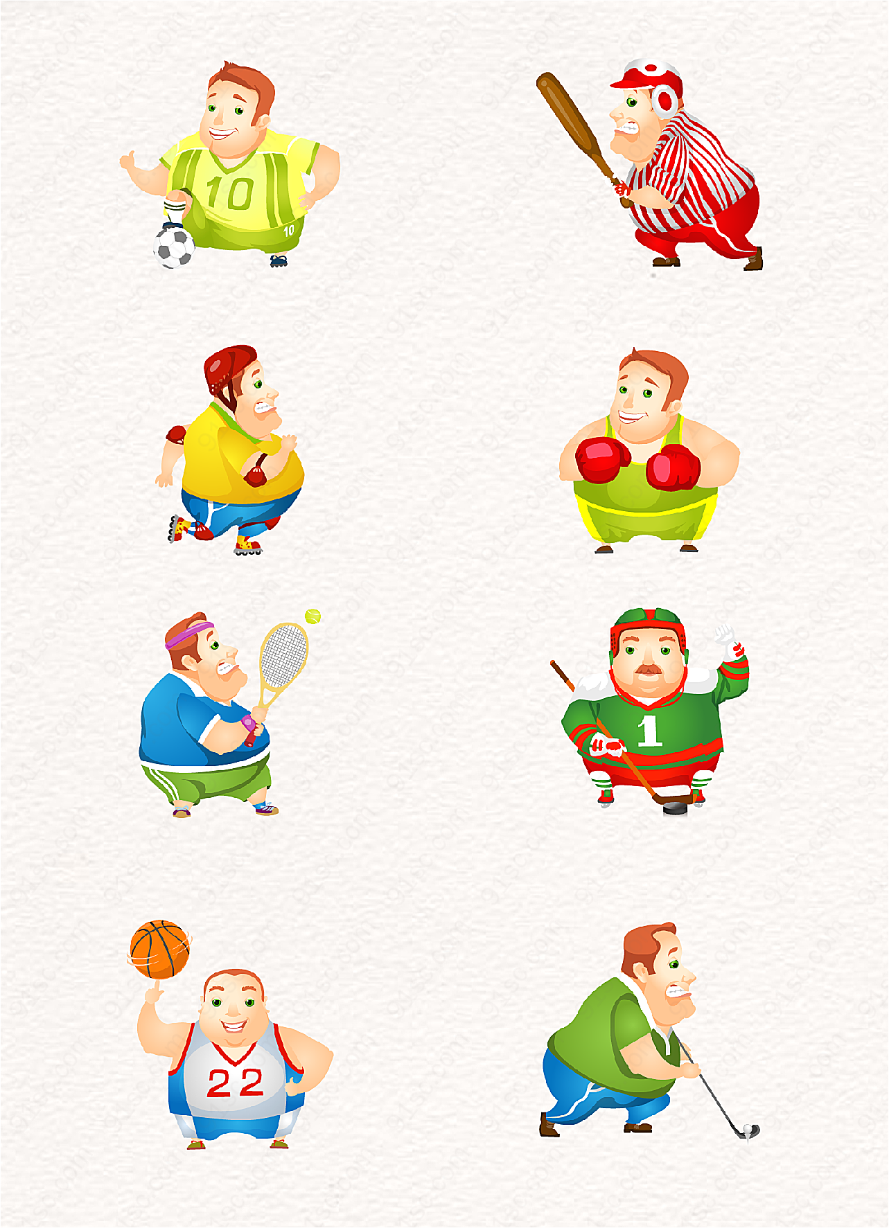 可爱胖子卡通运动员素材图案元素装饰图案