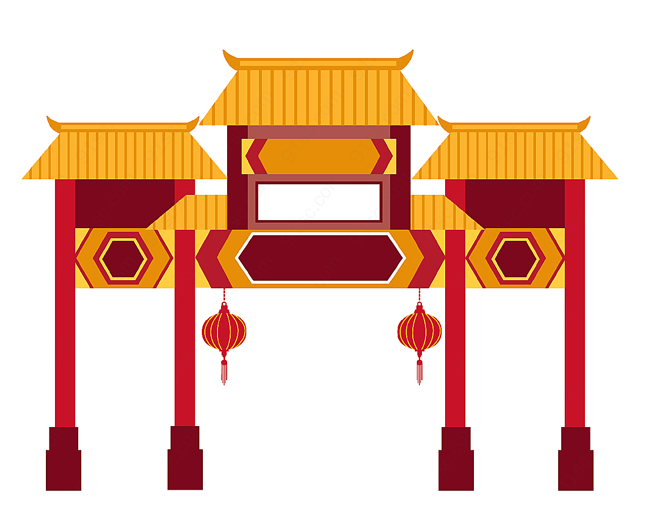 中式传统春节门头设计节日元素