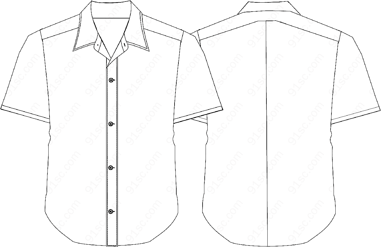夏季短袖衬衣矢量元素线条设计