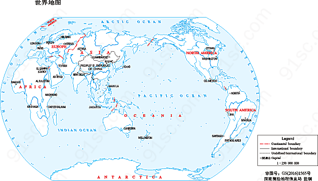 世界地图四1:2.5亿64开英装饰图案