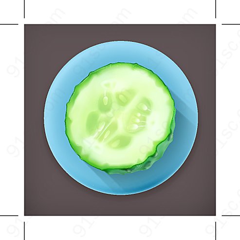 绿色彩色卡通黄瓜切片图标素材设计