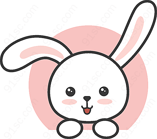 红色可爱的卡通小兔子图标商务商务科技