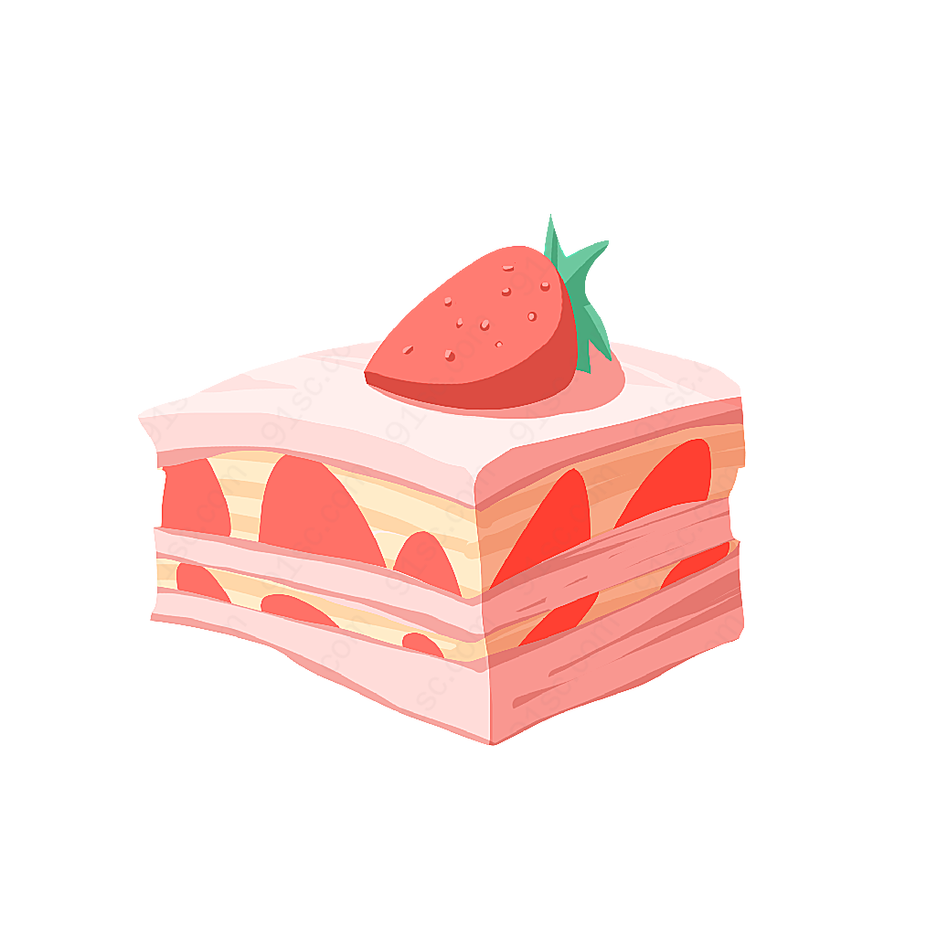 节约时尚的千层蛋糕画草莓甜品
