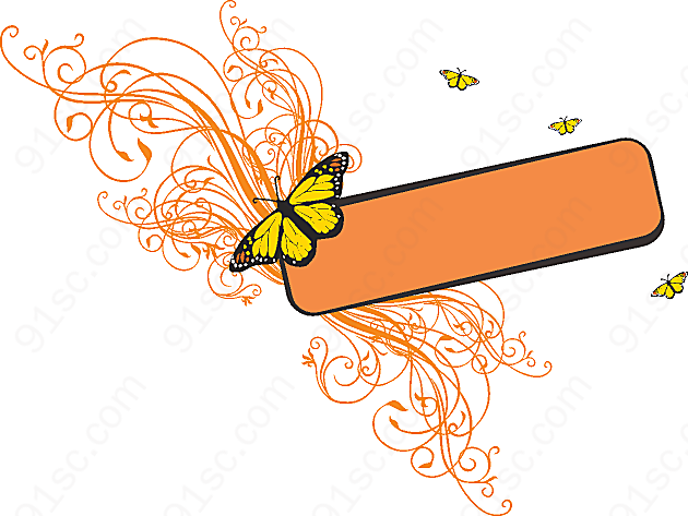 橘色蝴蝶花纹背景图案设计纹理纹理边框