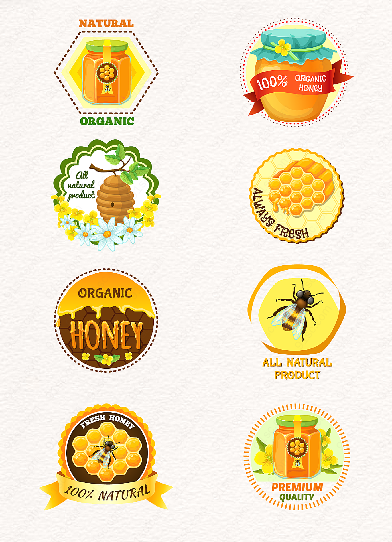营养蜂蜜标签矢量图片元素促销