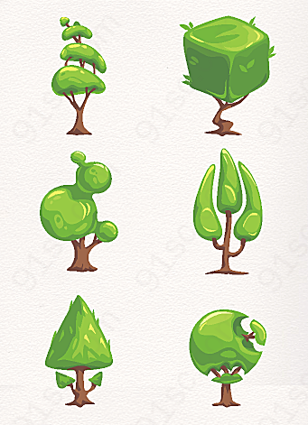 绿色个性树木矢量植物元素装饰图案