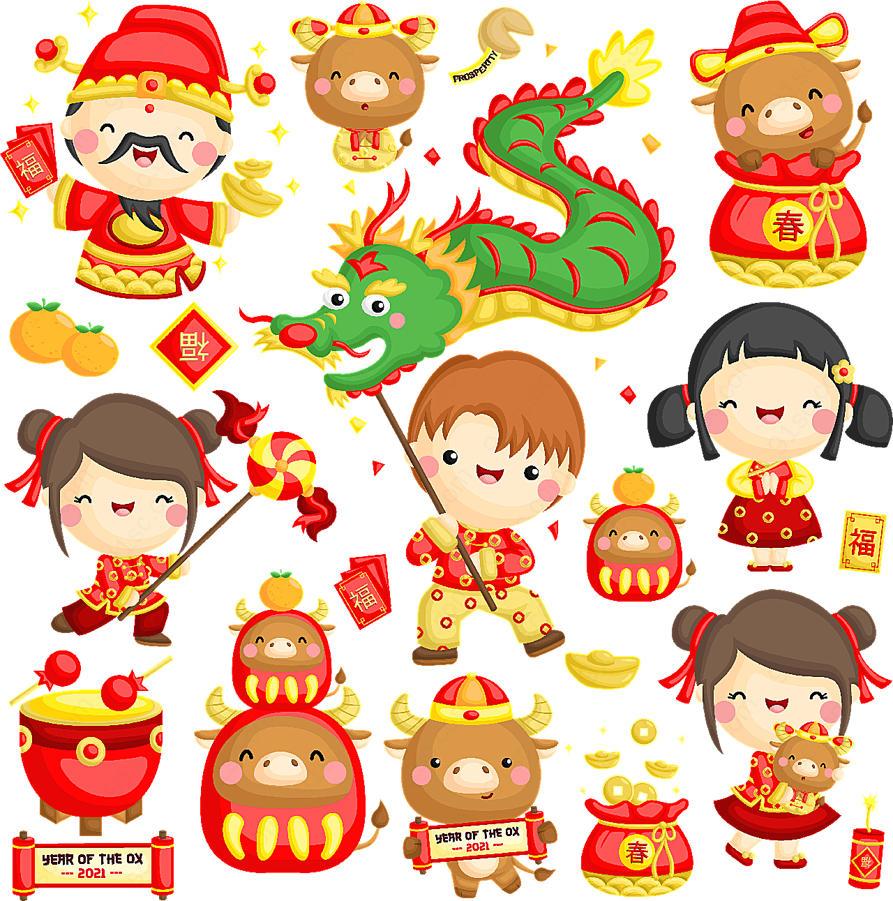 中国风春节贺年元素装饰图案