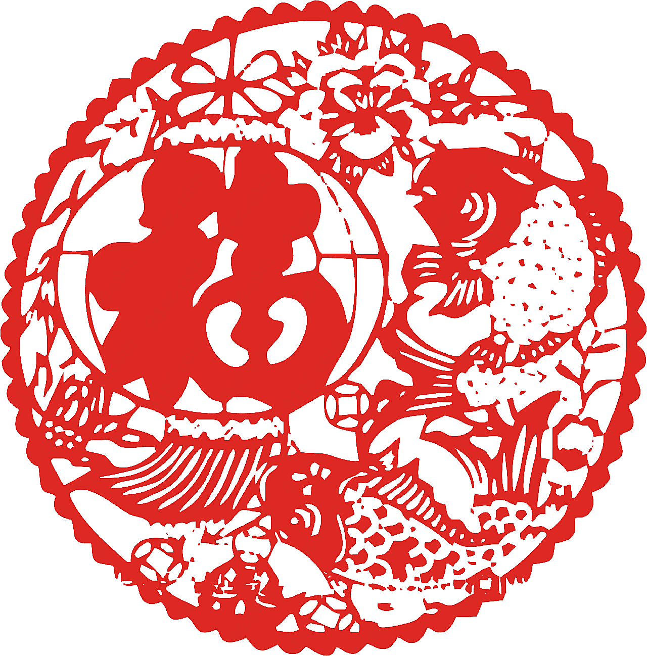 喜庆2018窗花剪纸节日元素