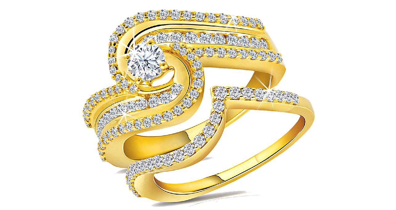 黄金钻石戒指png元素静物