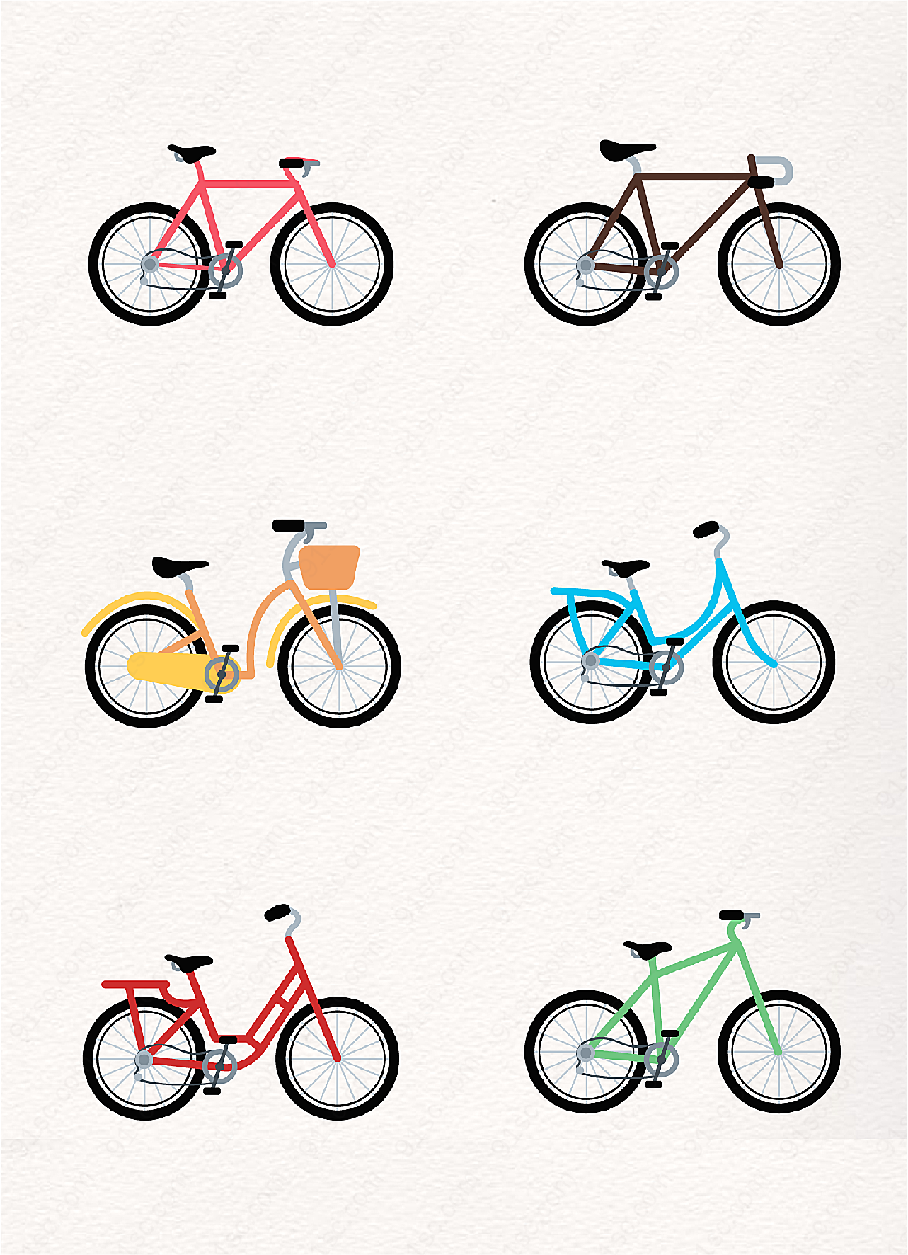小清新卡通自行车素材图案设计