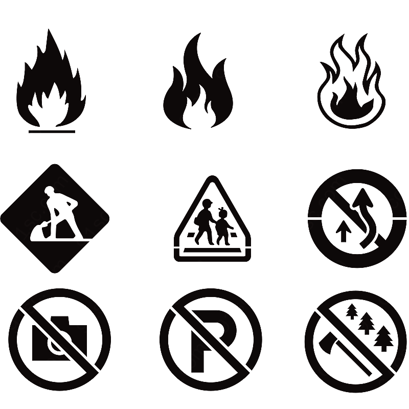 火警示小图标图示矢量图设计