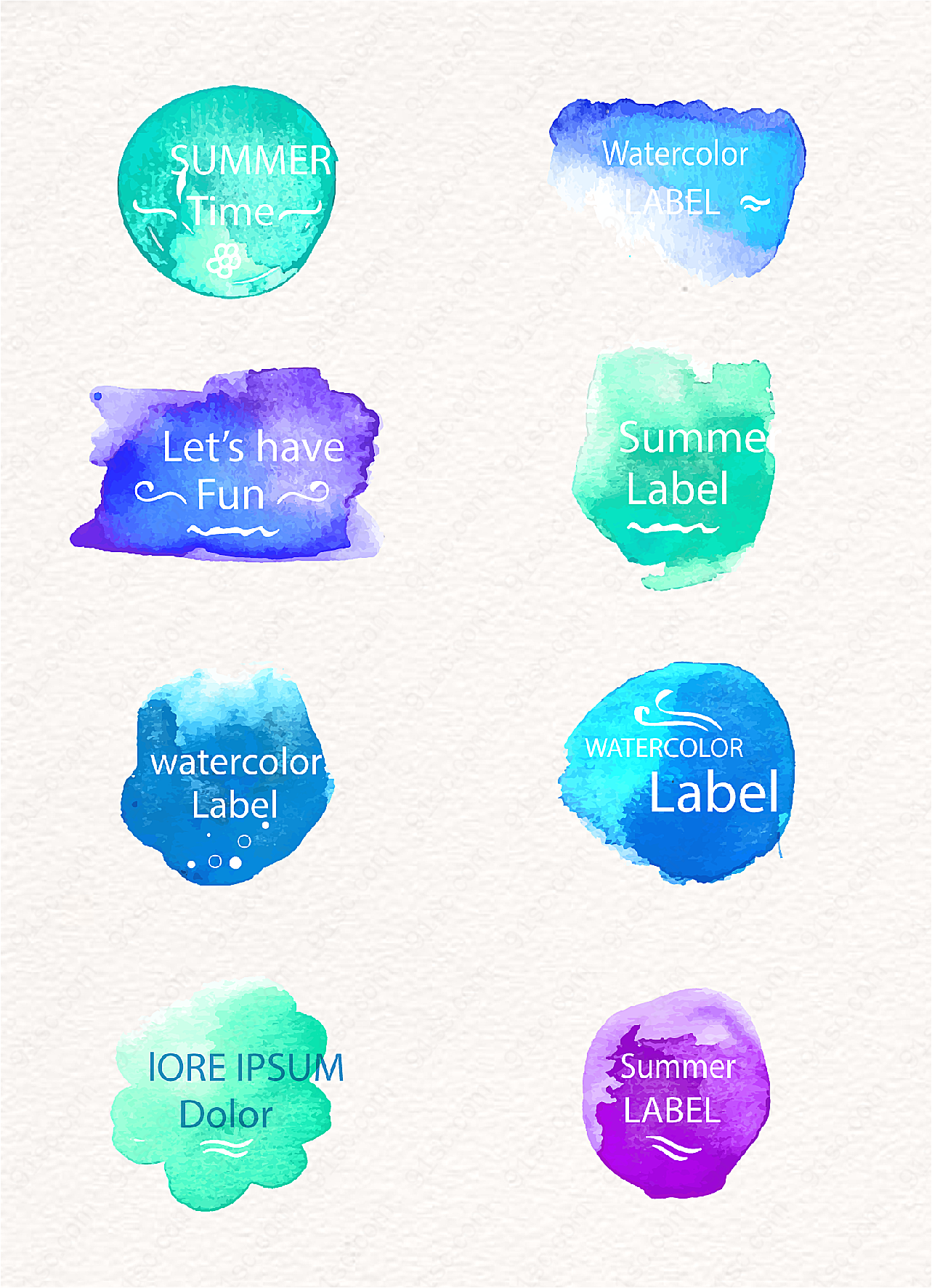 夏季水彩标签矢量素材促销标签