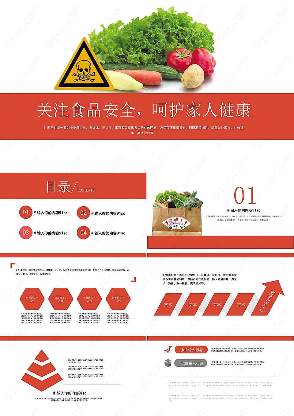 红色食品安全宣传ppt模板