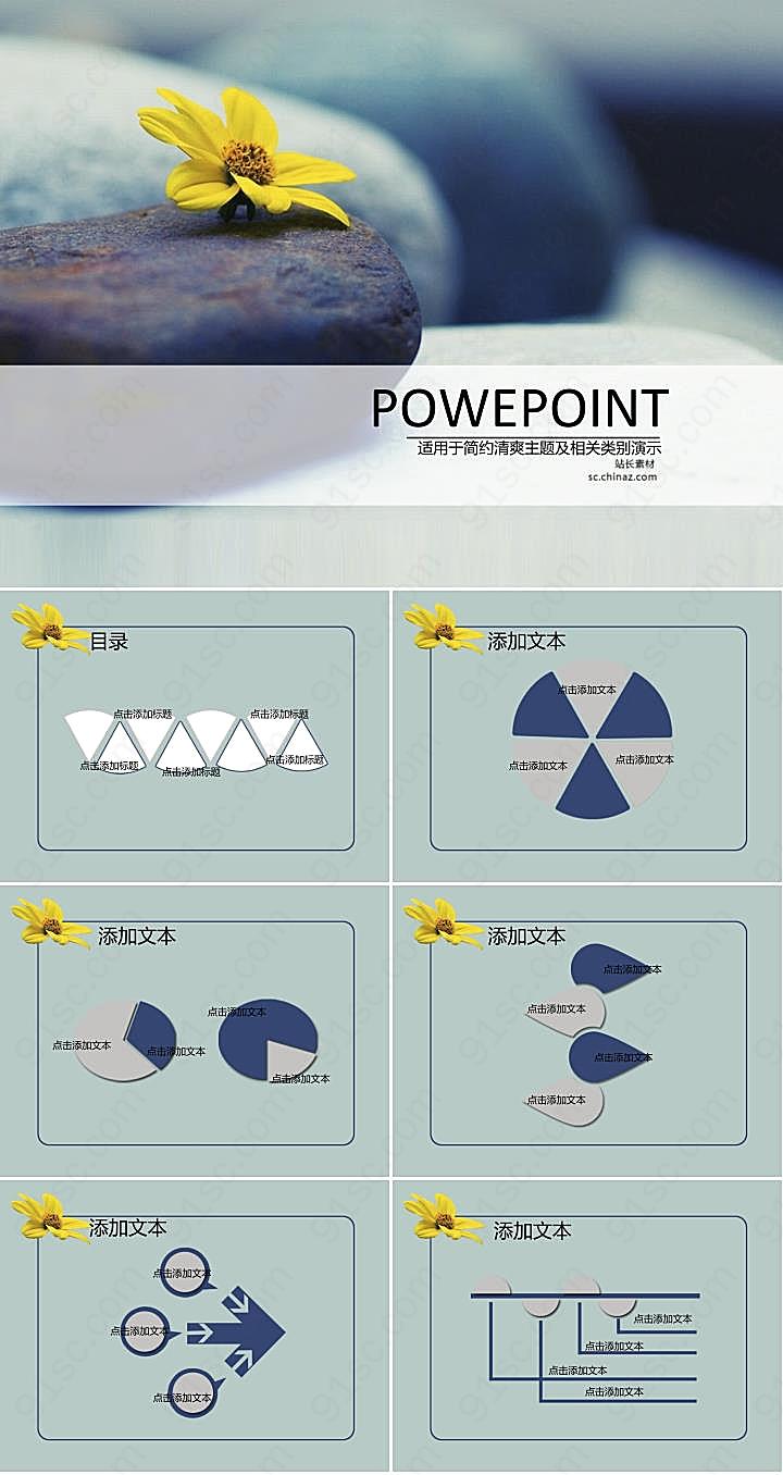 石上花朵ppt模板下载