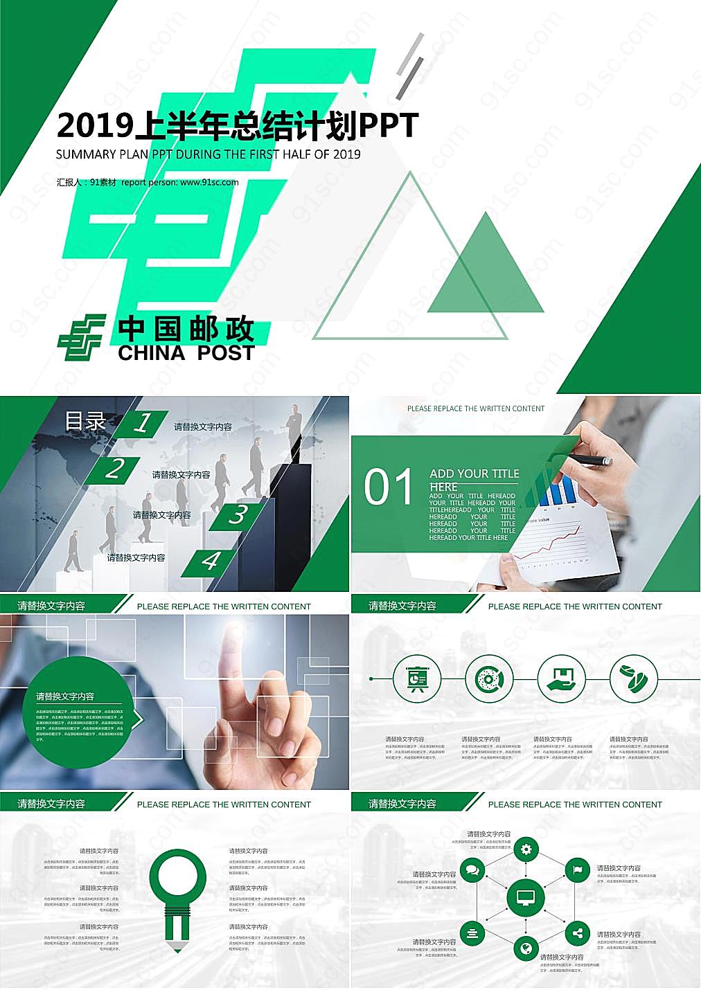 动态中国邮政储蓄银行工作汇报PPT模板