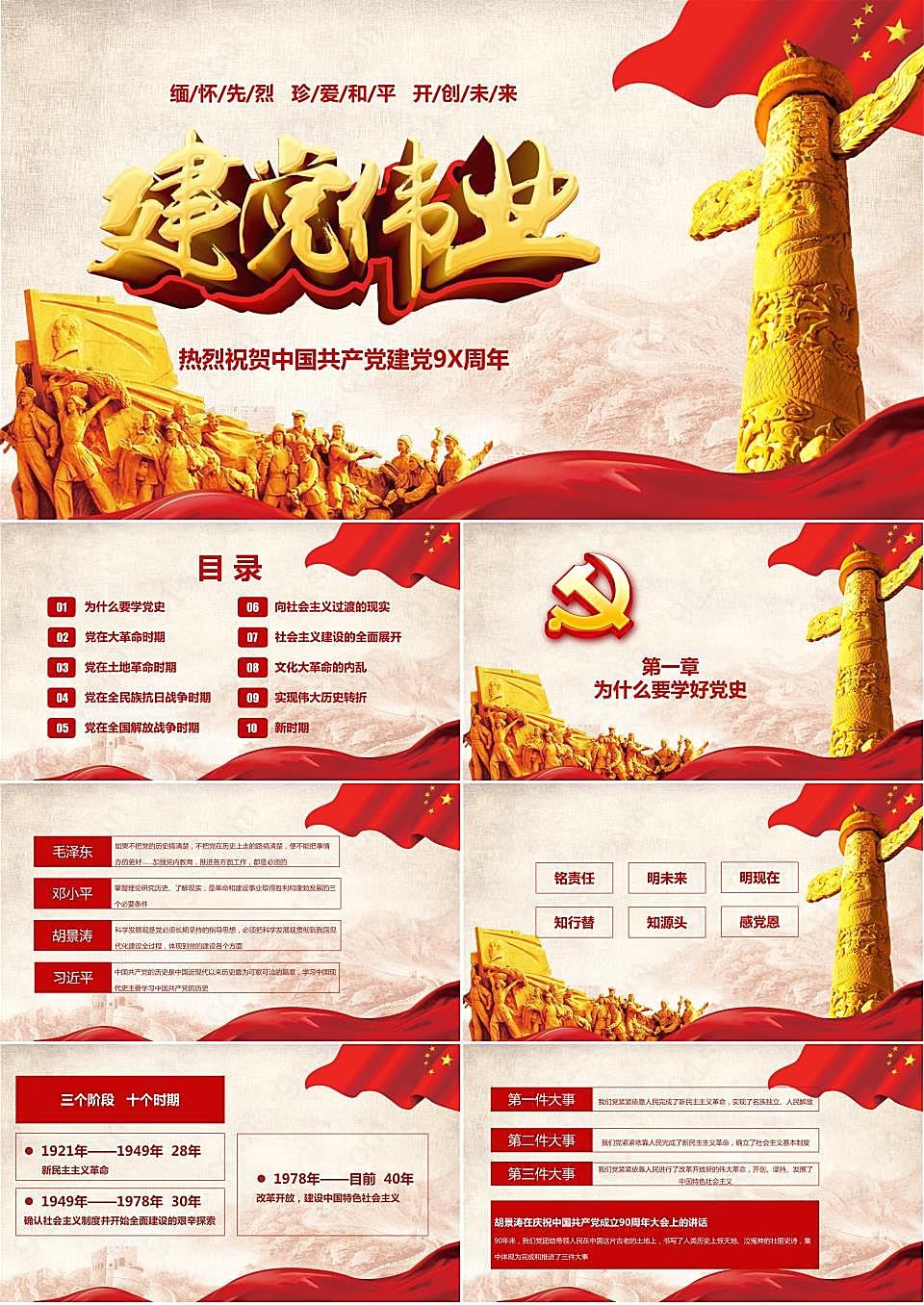 《建党伟业》热烈祝贺中国共产党建党9X周年PPT模板