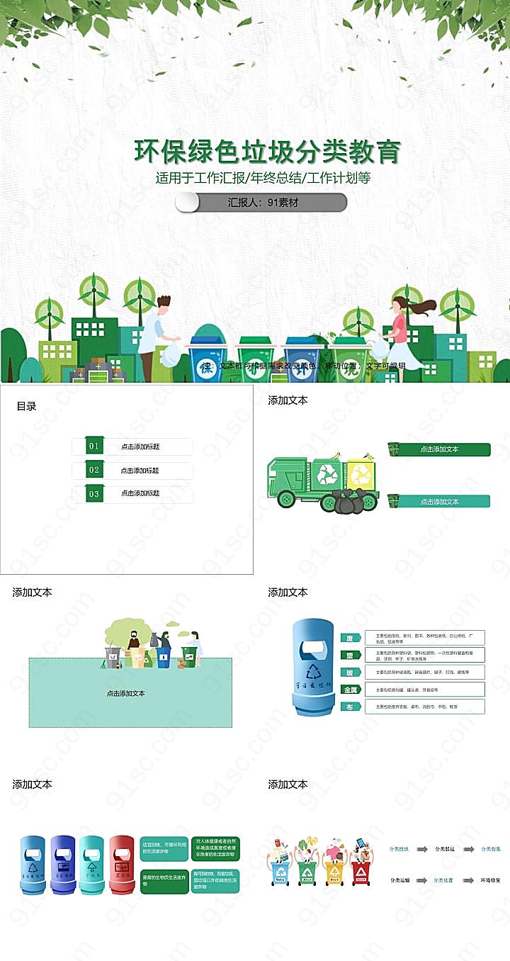 环保垃圾分类教育PPT模板培训