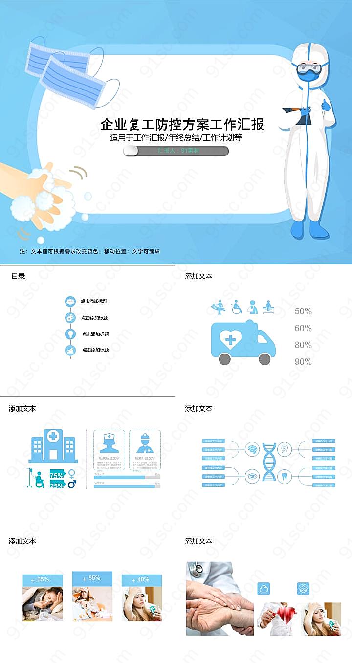 企业复工防控方案工作汇报PPT模板